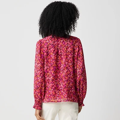 Tie-front long-sleeve top