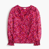 Tie-front long-sleeve top