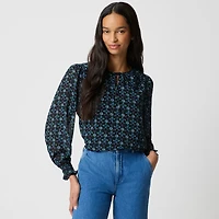 Tie-front long-sleeve top