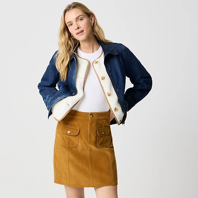 Corduroy patch-pocket mini skirt