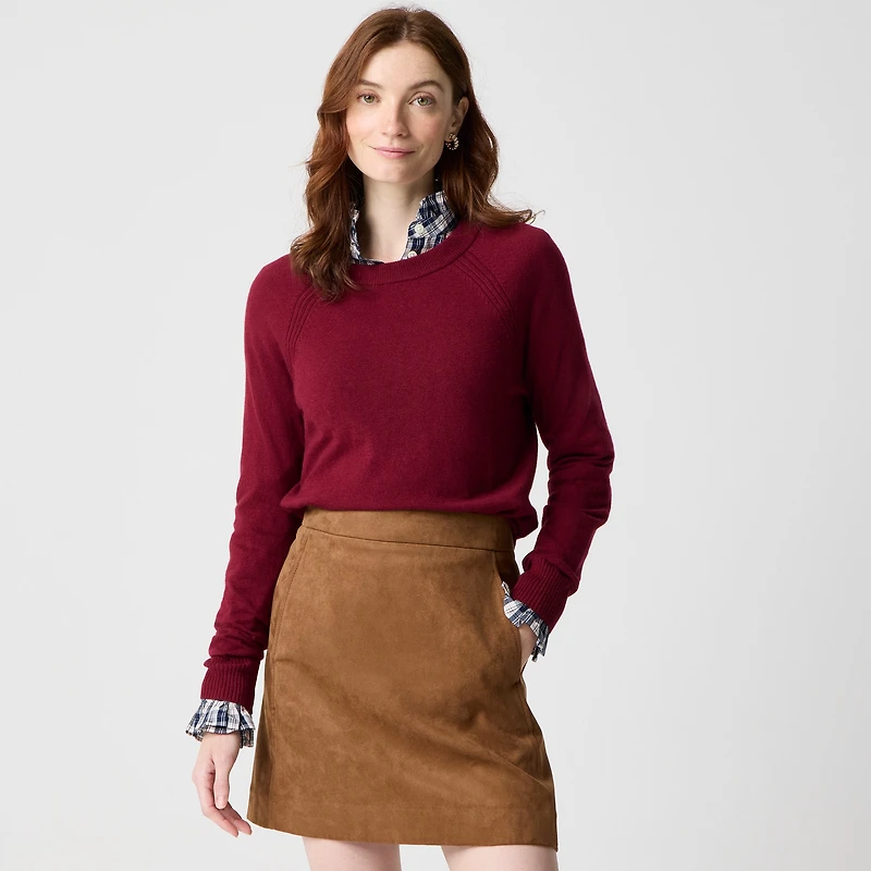 Faux-suede A-line mini skirt