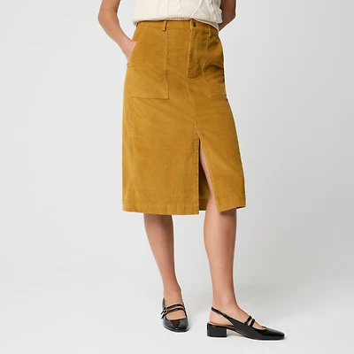 Petite corduroy midi skirt