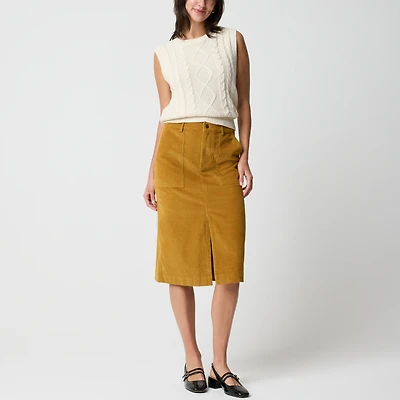 Corduroy midi skirt