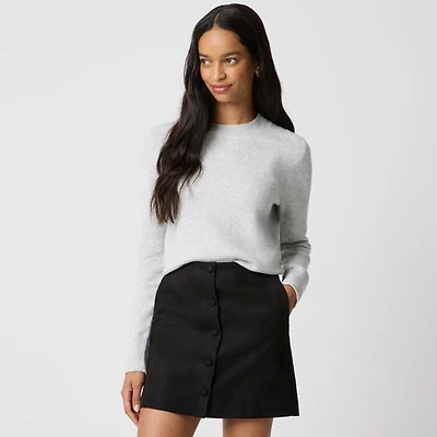 Faux-suede button-front A-line skirt