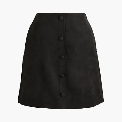 Faux-suede button-front A-line skirt