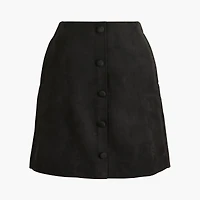 Faux-suede button-front A-line skirt