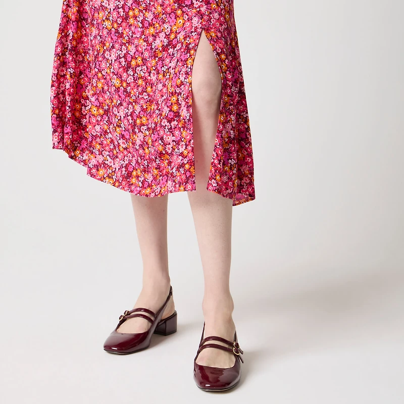 Printed flowy midi skirt