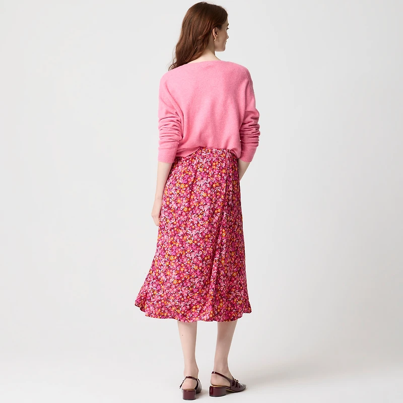 Printed flowy midi skirt