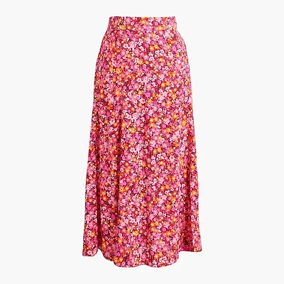 Printed flowy midi skirt