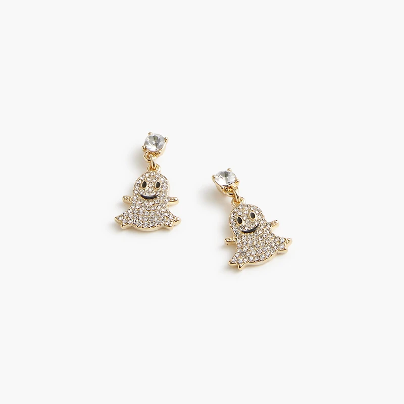 Pavé smiley ghost earrings