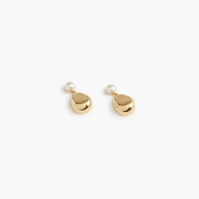 Oval drop pearl-effect gold-tone statement earrings