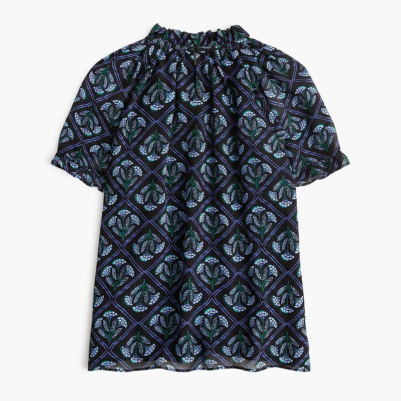 Printed ruffle short-sleeve top
