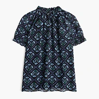 Printed ruffle short-sleeve top