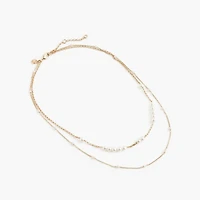 Pearl-effect layered necklace