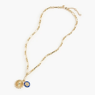 Long double pendant necklace