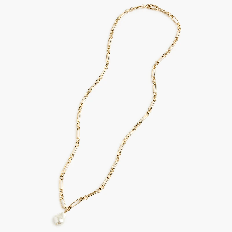 Double-wrap gold-tone pearl-effect necklace