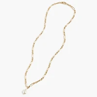 Double-wrap gold-tone pearl-effect necklace