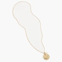 Long coin charm necklace