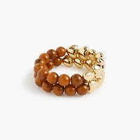 Heart beaded stretch bracelets set-of-two