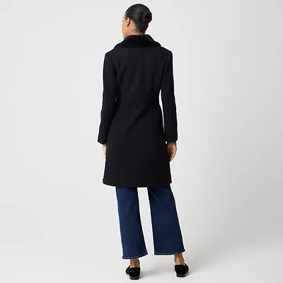 Lady day coat with faux-fur shawl collar