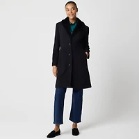 Lady day coat with faux-fur shawl collar