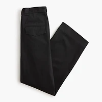 Twill wide-leg tie-waist chino pant