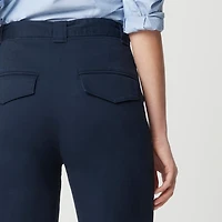 Twill wide-leg tie-waist chino pant