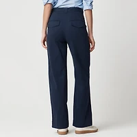 Twill wide-leg tie-waist chino pant