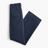 Twill wide-leg tie-waist chino pant