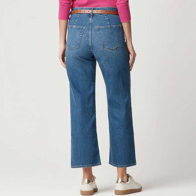 Wide-leg cropped patch-pocket jean all-day stretch