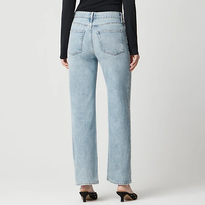 Embellished slim wide-leg jean all-day stretch