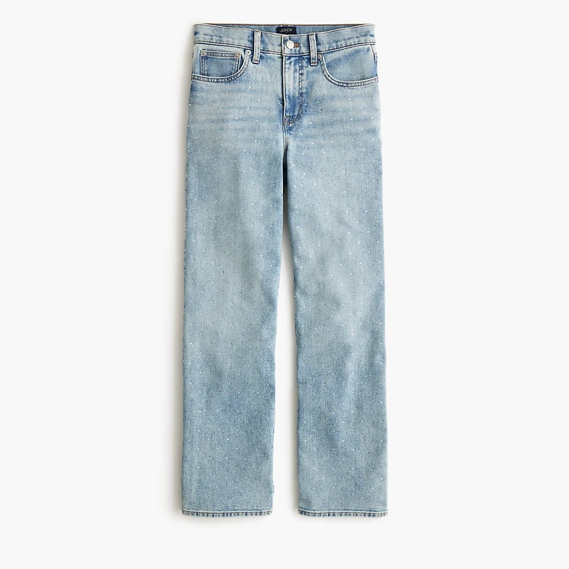 Embellished slim wide-leg jean all-day stretch