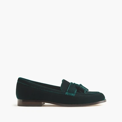 Velvet tassel low-heeled loafers