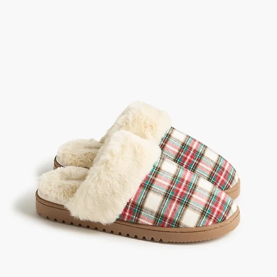 Tartan scuff slippers