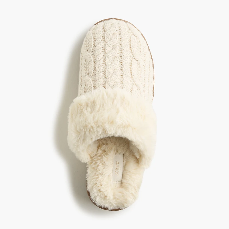 Cable-knit scuff slippers