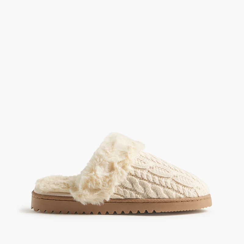 Cable-knit scuff slippers