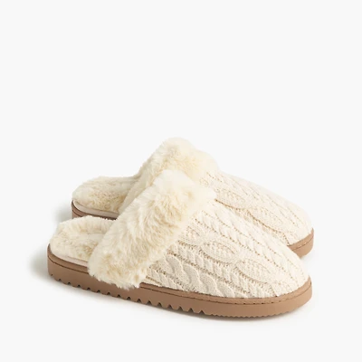 Cable-knit scuff slippers