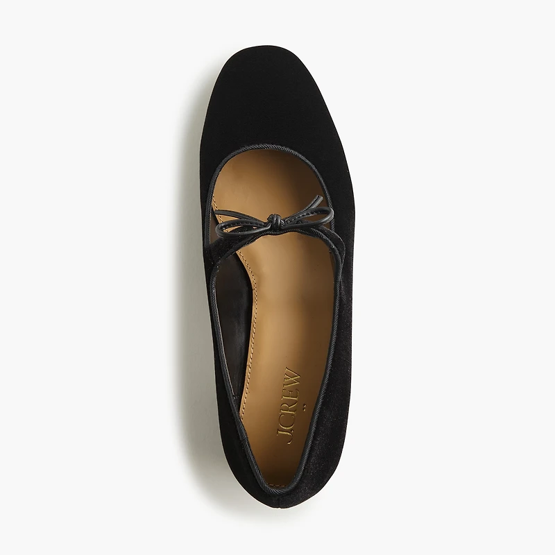 Velvet bow tie–heeled Mary Janes