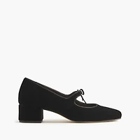 Velvet bow tie–heeled Mary Janes