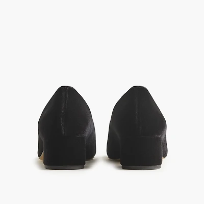 Velvet bow tie–heeled Mary Janes