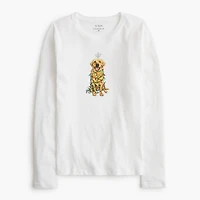 Long-sleeve holiday dog graphic tee