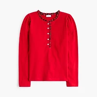 Long-sleeve tartan and jewels henley