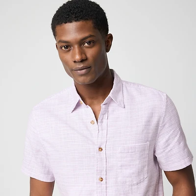 Short-sleeve slub dobby shirt