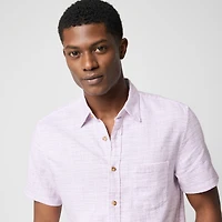 Short-sleeve slub dobby shirt