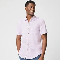 Short-sleeve slub dobby shirt