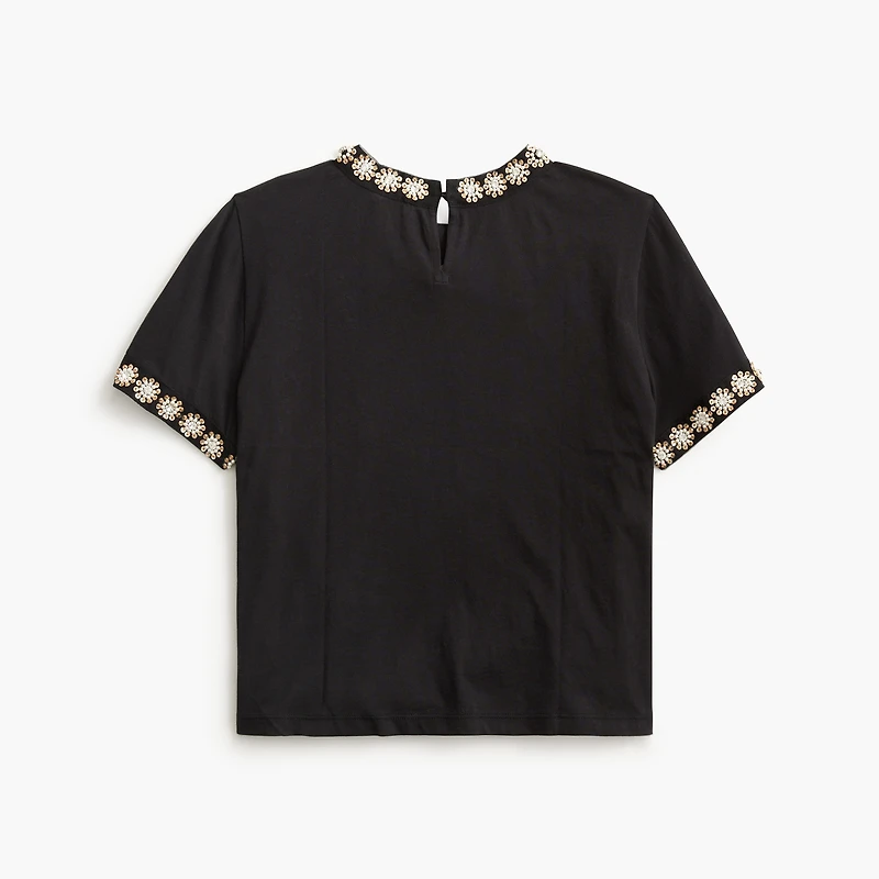 Embellished-trim tee