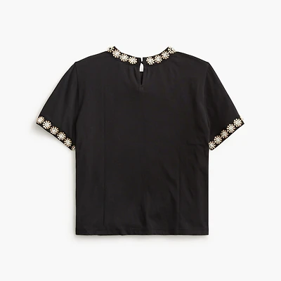 Embellished-trim tee
