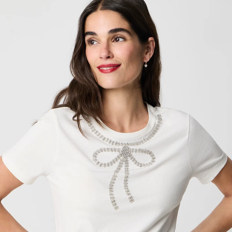 Embellished bow tee