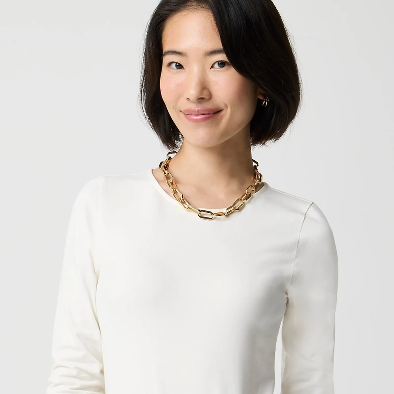 Long-sleeve stretch cotton-blend bodysuit