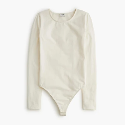 Long-sleeve stretch cotton-blend bodysuit